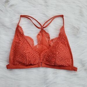 Victoria's Secret -404 NWOT Red Coral Lace Halter Padded Bralette Medium‎